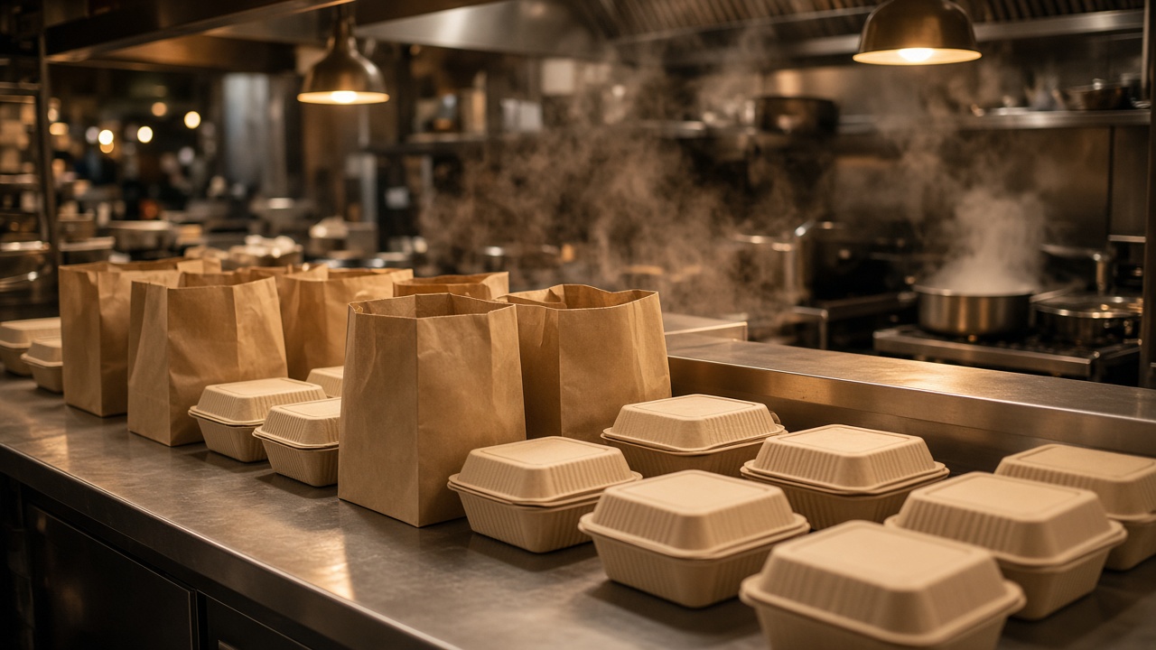 Bolsas de delivery en el pase